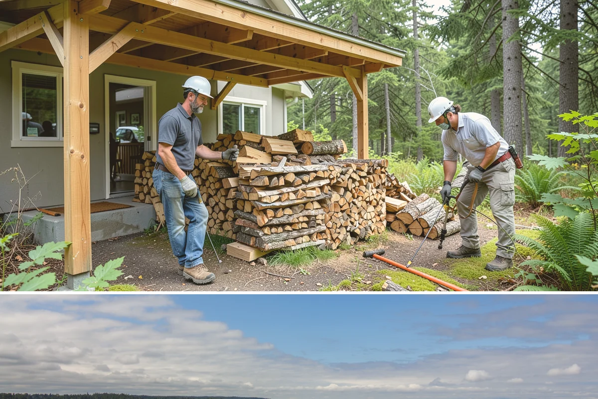 On-Site Firewood Milling in University Place, Pierce County, WA - Milling before summer gives large volumes the dry months needed to season for winter.