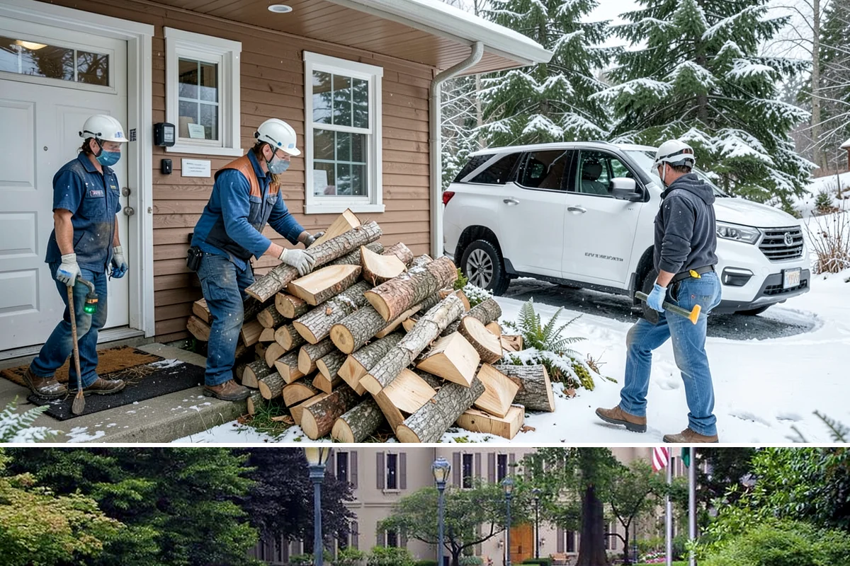 On-Site Firewood Milling in Woodinville, King County, WA - Milling before summer gives large volumes the dry months needed to season for winter.