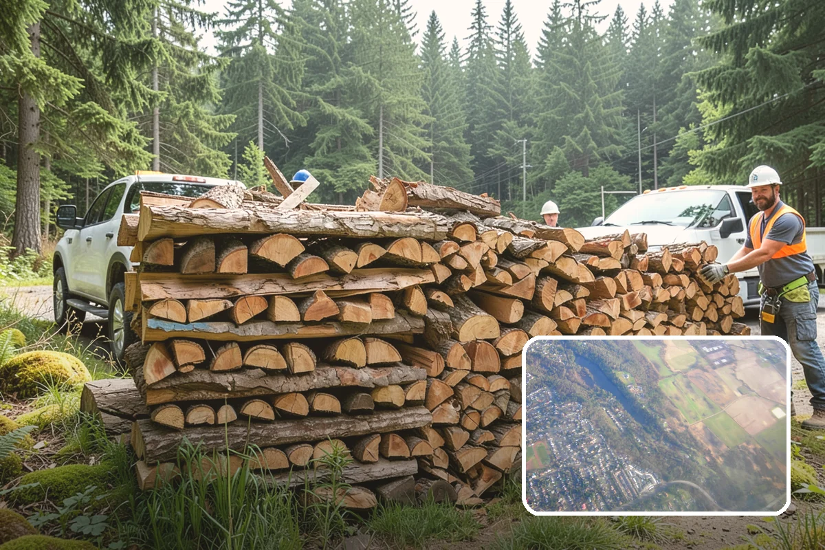 Outdoor Stacking in Algona, King County, WA - Neat rows that dry far faster than a loose pile