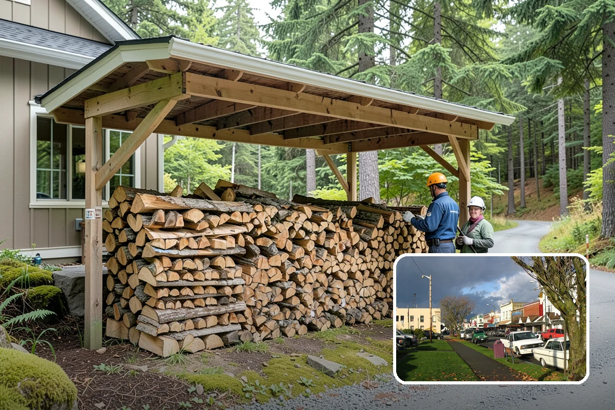 Outdoor Stacking in Arlington, Snohomish County, WA - Neat rows that dry far faster than a loose pile