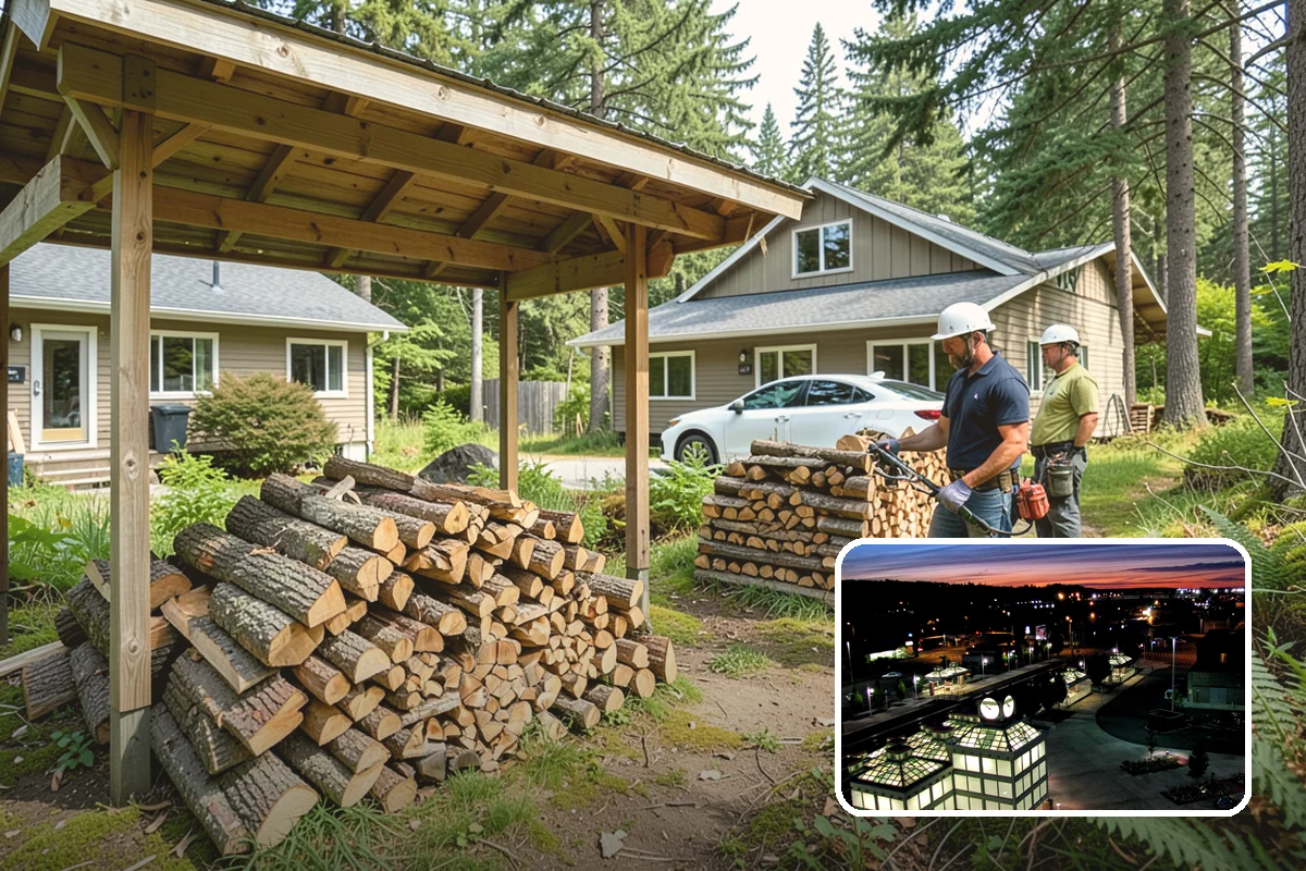 Outdoor Stacking in Auburn, King County, WA - Neat rows that dry far faster than a loose pile