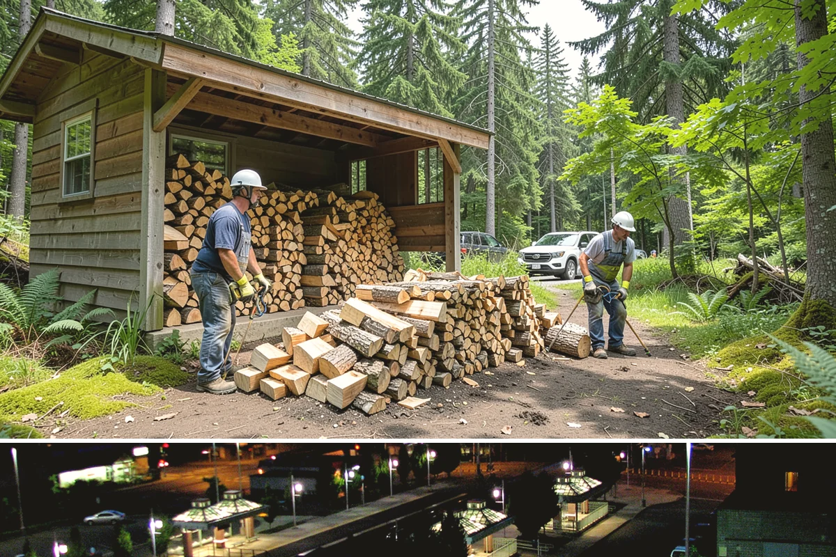 Outdoor Stacking in Auburn, King County, WA - Have wood stacked outdoors in late summer or early fall to season before the wet season.