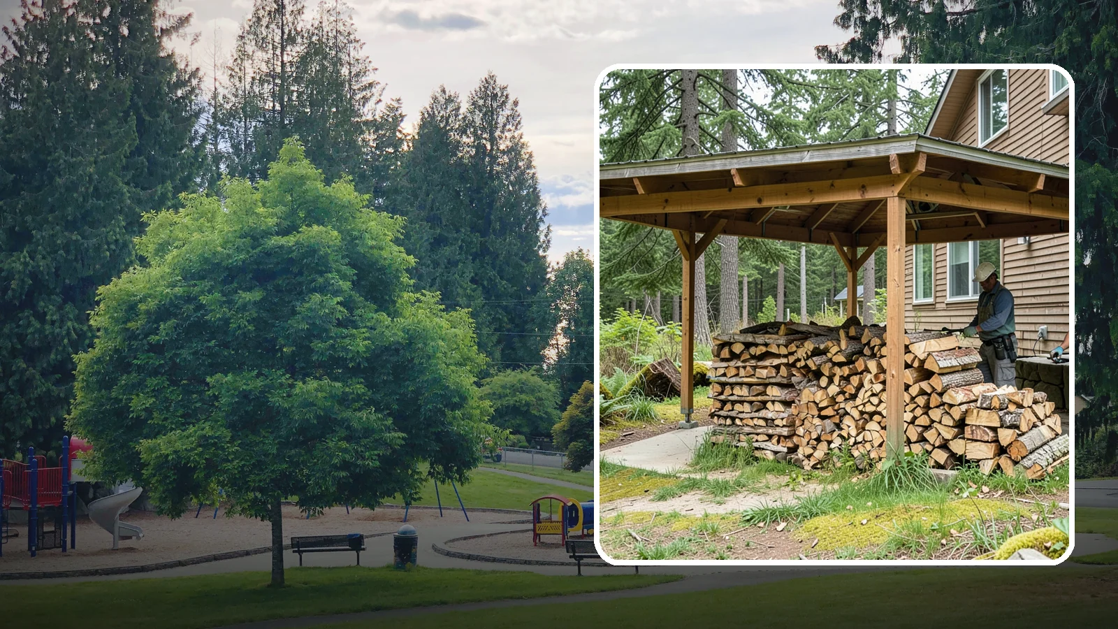 Outdoor Stacking in Bonney Lake, Pierce County, WA - We stack your delivered firewood outdoors in stable, well-ventilated rows built to season fast and stand up to PNW weather.