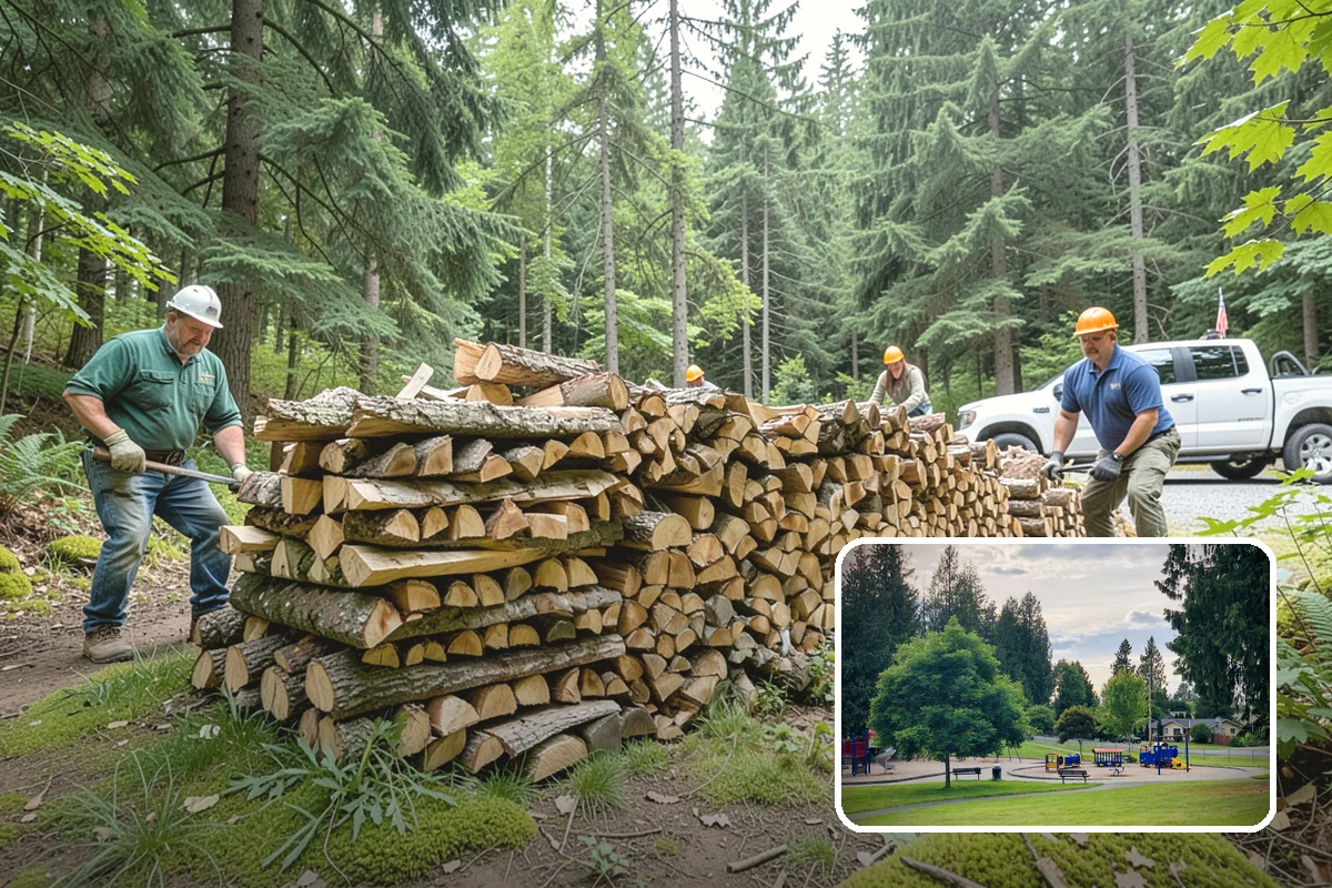 Outdoor Stacking in Bonney Lake, Pierce County, WA - Neat rows that dry far faster than a loose pile