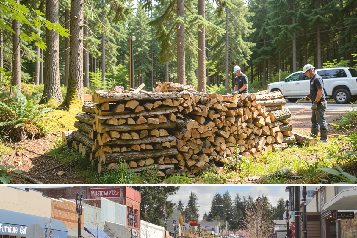 Outdoor Stacking in Bothell, King County, WA - Have wood stacked outdoors in late summer or early fall to season before the wet season.
