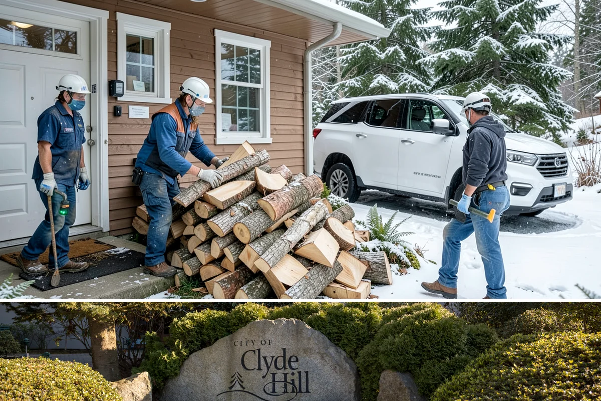 Outdoor Stacking in Clyde Hill, King County, WA - Have wood stacked outdoors in late summer or early fall to season before the wet season.