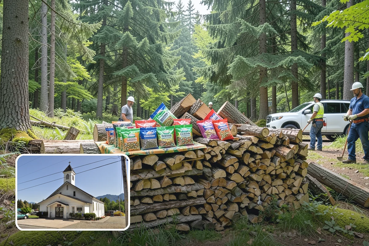 Outdoor Stacking in Concrete, Skagit County, WA - Neat rows that dry far faster than a loose pile