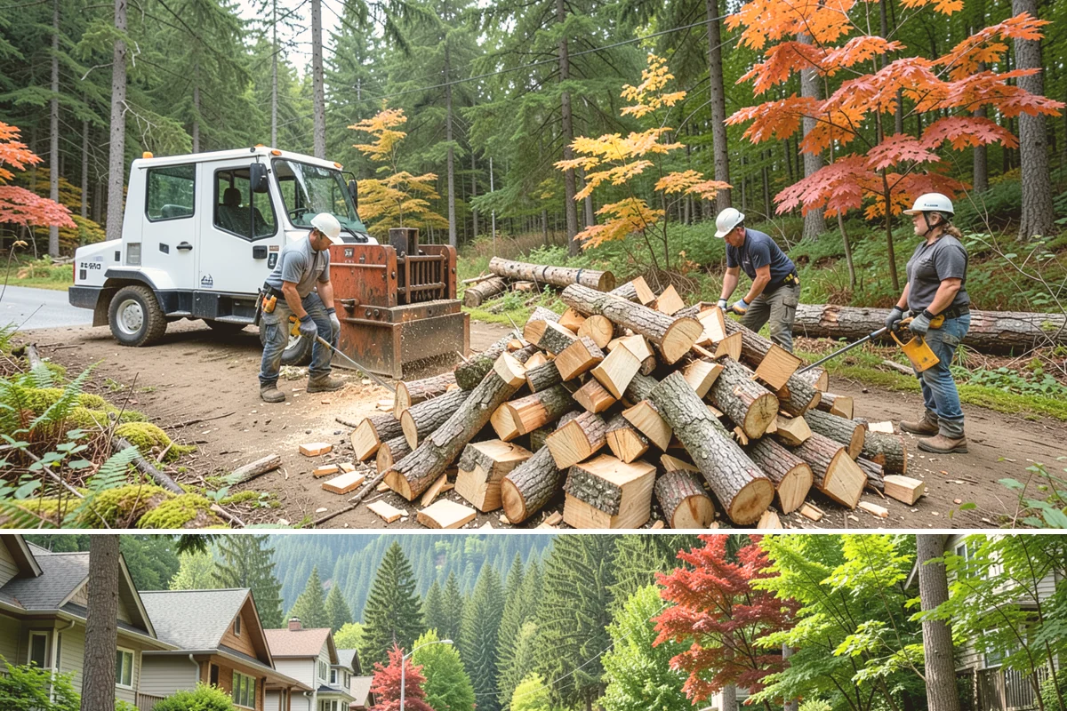 Outdoor Stacking in Darrington, WA - Have wood stacked outdoors in late summer or early fall to season before the wet season.