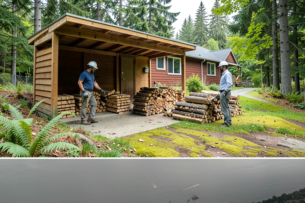 Outdoor Stacking in Des Moines, King County, WA - Have wood stacked outdoors in late summer or early fall to season before the wet season.
