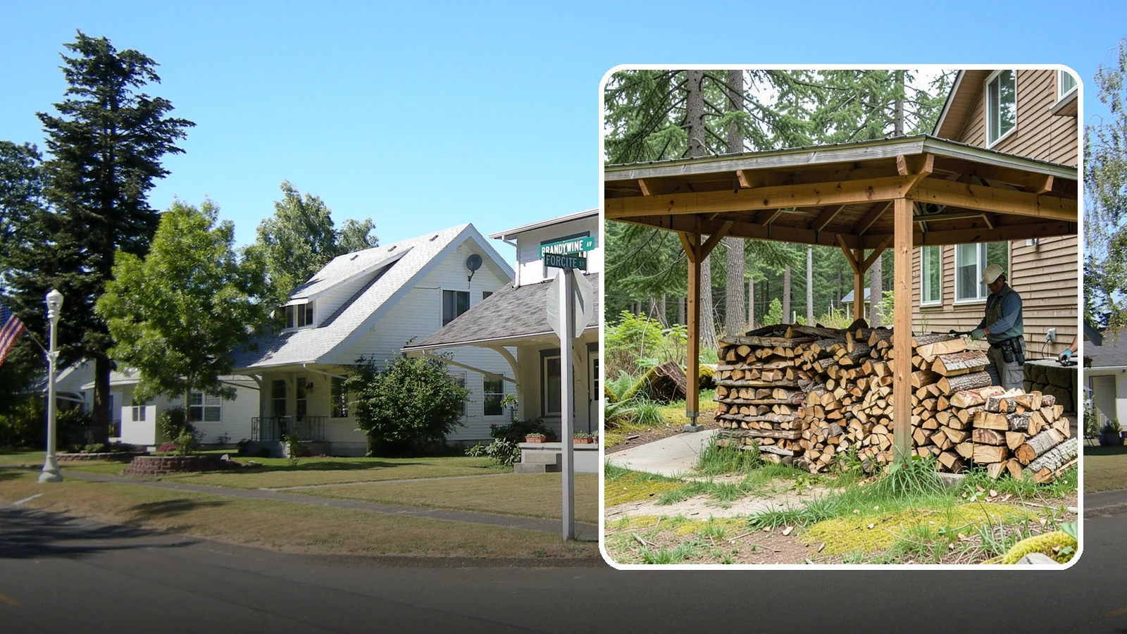 Outdoor Stacking in DuPont, Pierce County, WA - We stack your delivered firewood outdoors in stable, well-ventilated rows built to season fast and stand up to PNW weather.