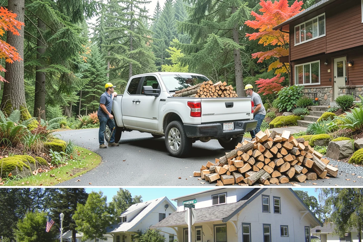 Outdoor Stacking in DuPont, Pierce County, WA - Have wood stacked outdoors in late summer or early fall to season before the wet season.