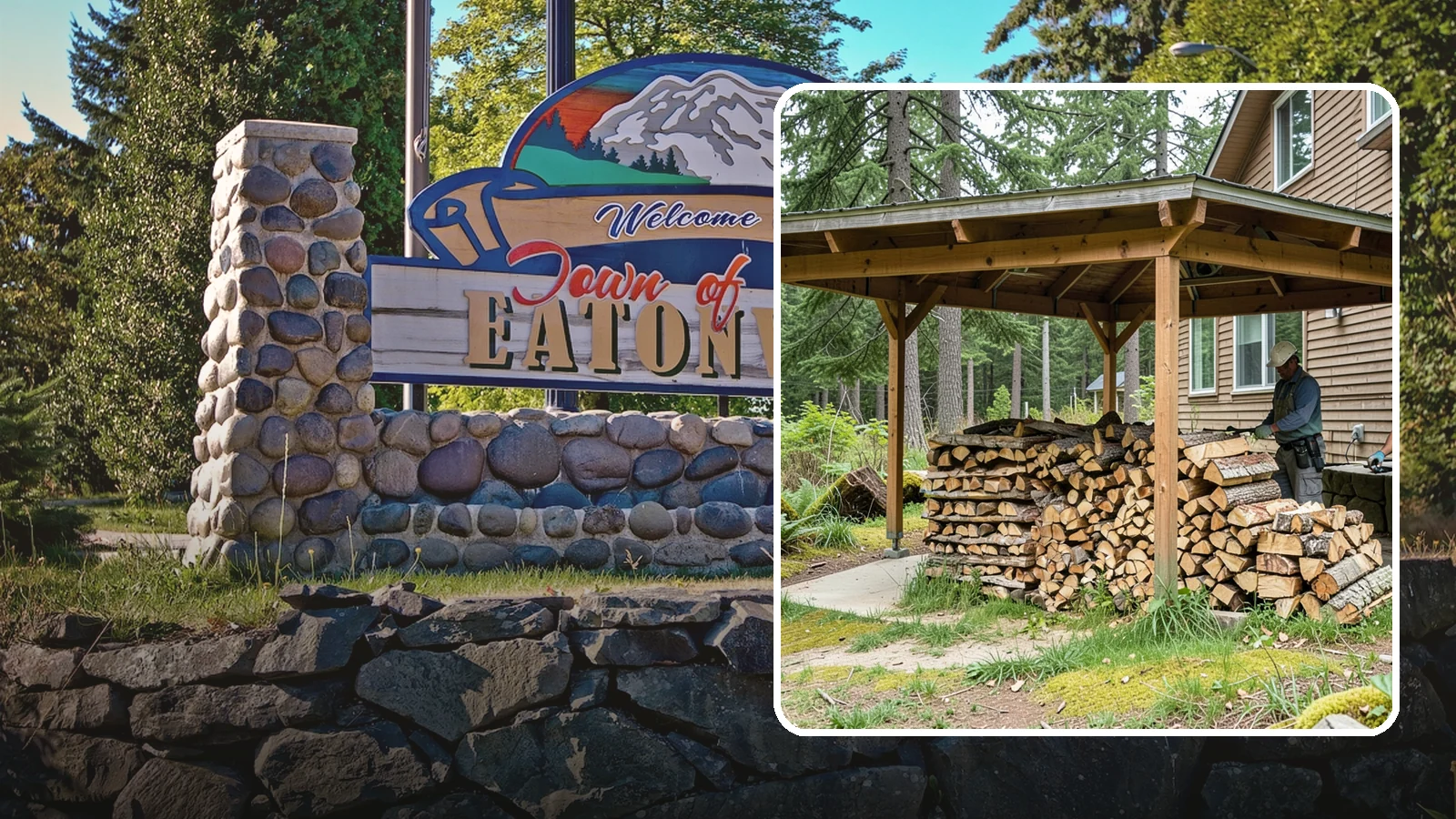 Outdoor Stacking in Eatonville, Pierce County, WA - We stack your delivered firewood outdoors in stable, well-ventilated rows built to season fast and stand up to PNW weather.