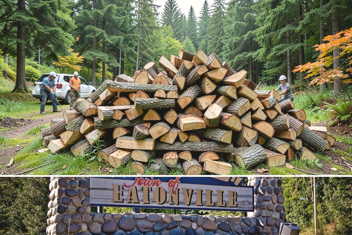 Outdoor Stacking in Eatonville, Pierce County, WA - Have wood stacked outdoors in late summer or early fall to season before the wet season.