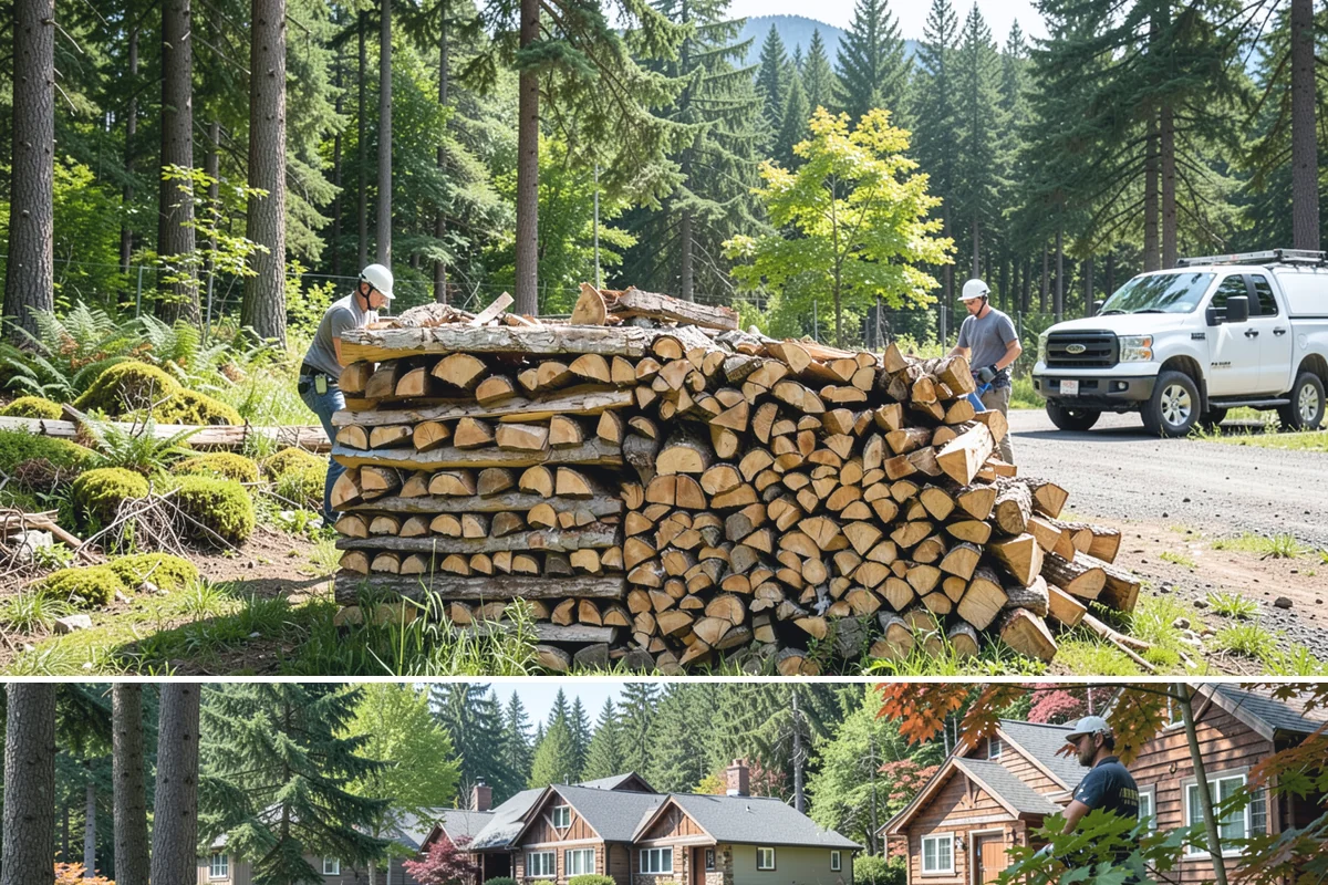 Outdoor Stacking in Edgewood, WA - Have wood stacked outdoors in late summer or early fall to season before the wet season.