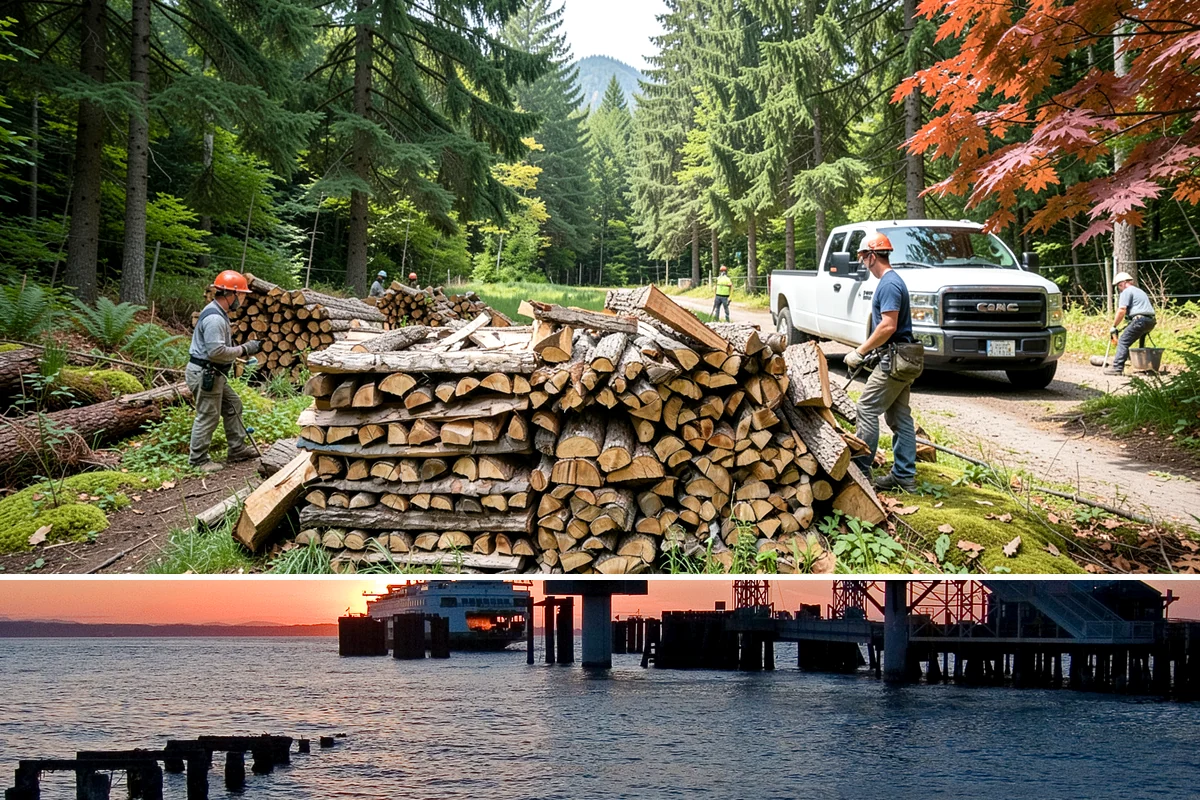 Outdoor Stacking in Edmonds, Snohomish County, WA - Have wood stacked outdoors in late summer or early fall to season before the wet season.