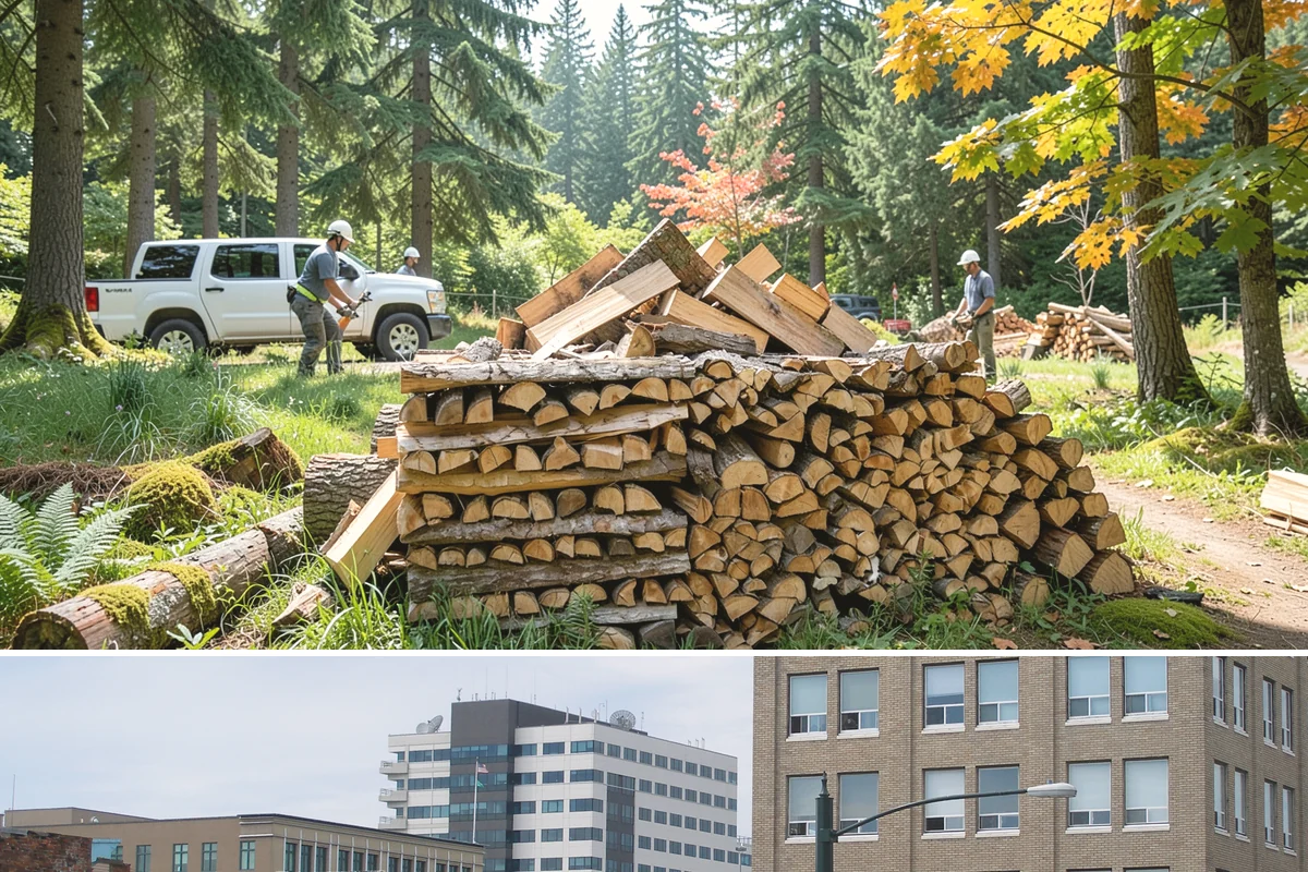 Outdoor Stacking in Everett, Snohomish County, WA - Have wood stacked outdoors in late summer or early fall to season before the wet season.
