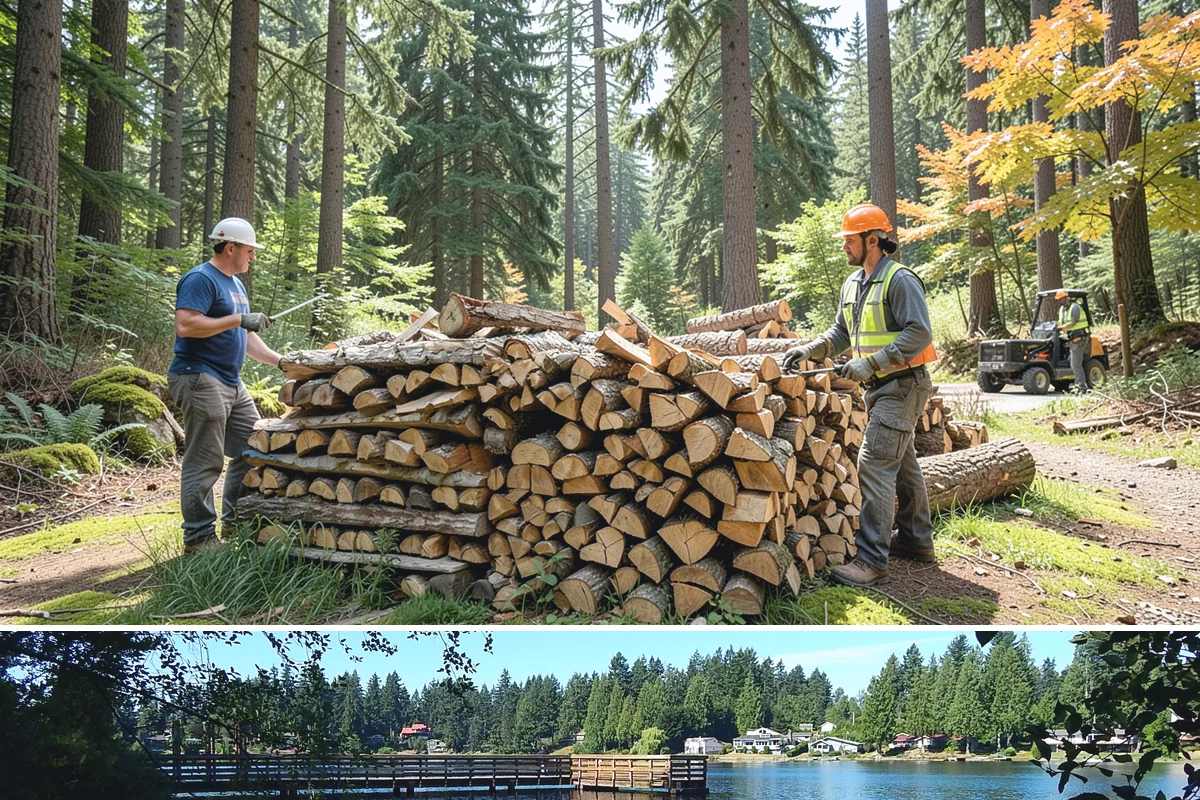Outdoor Stacking in Federal Way, King County, WA - Have wood stacked outdoors in late summer or early fall to season before the wet season.