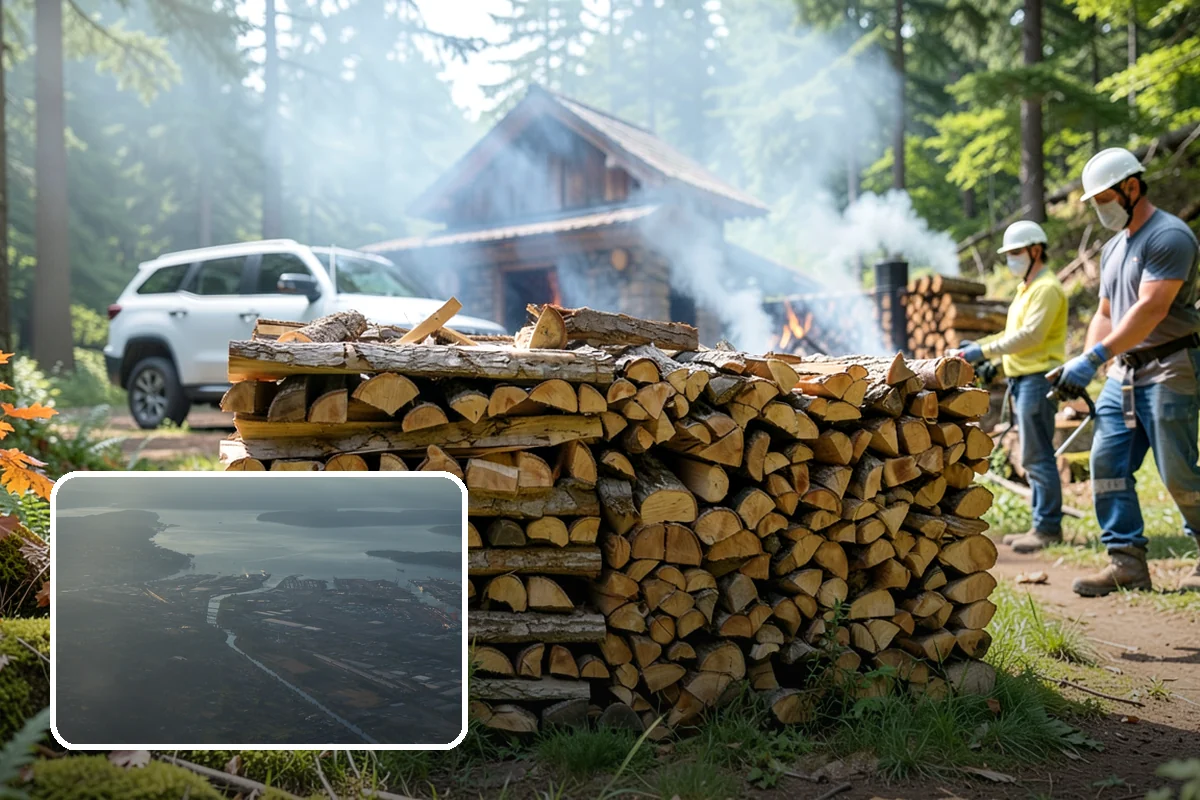 Outdoor Stacking in Fife, Pierce County, WA - Neat rows that dry far faster than a loose pile