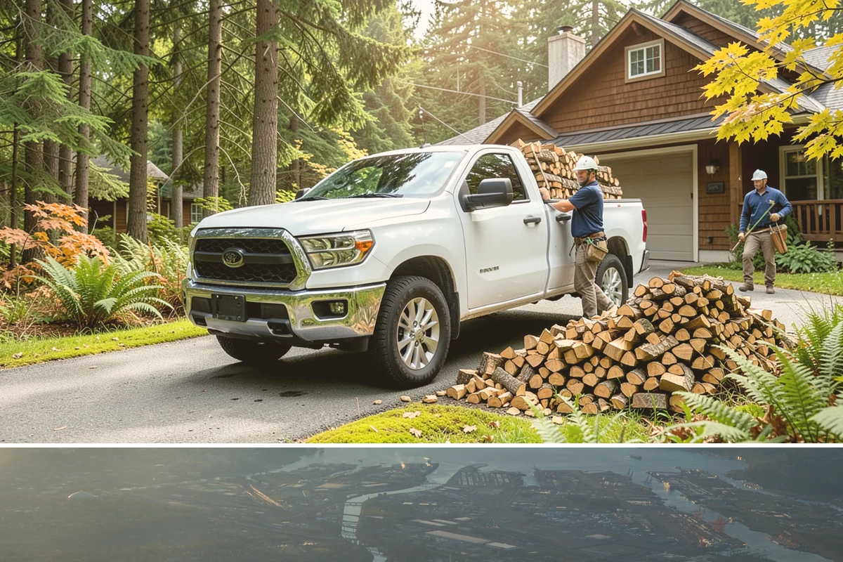 Outdoor Stacking in Fife, Pierce County, WA - Have wood stacked outdoors in late summer or early fall to season before the wet season.