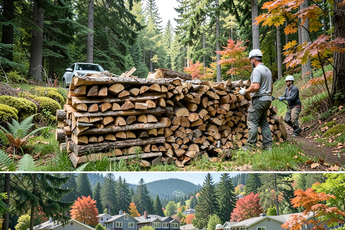 Outdoor Stacking in Fircrest, Pierce County, WA - Have wood stacked outdoors in late summer or early fall to season before the wet season.