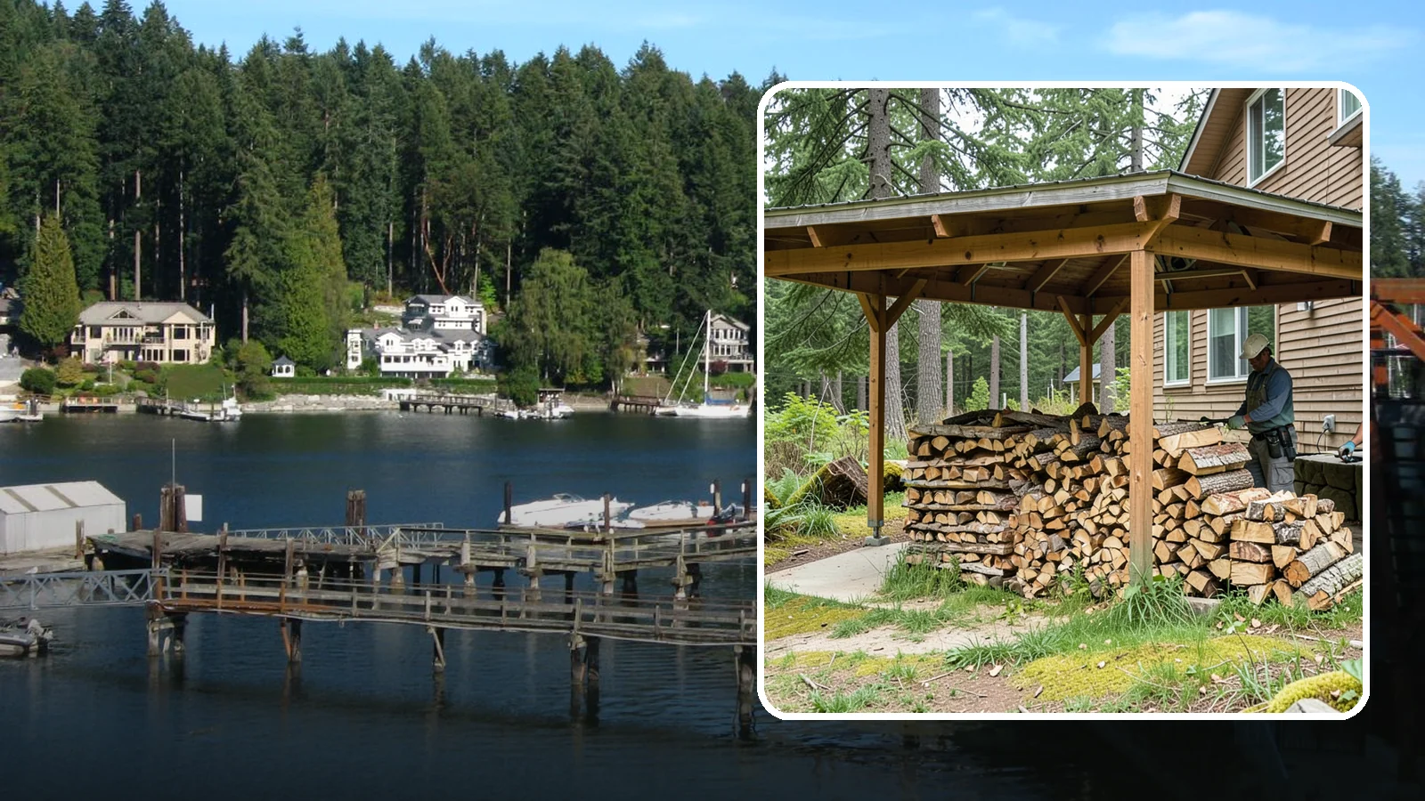 Outdoor Stacking in Gig Harbor, Pierce County, WA - We stack your delivered firewood outdoors in stable, well-ventilated rows built to season fast and stand up to PNW weather.