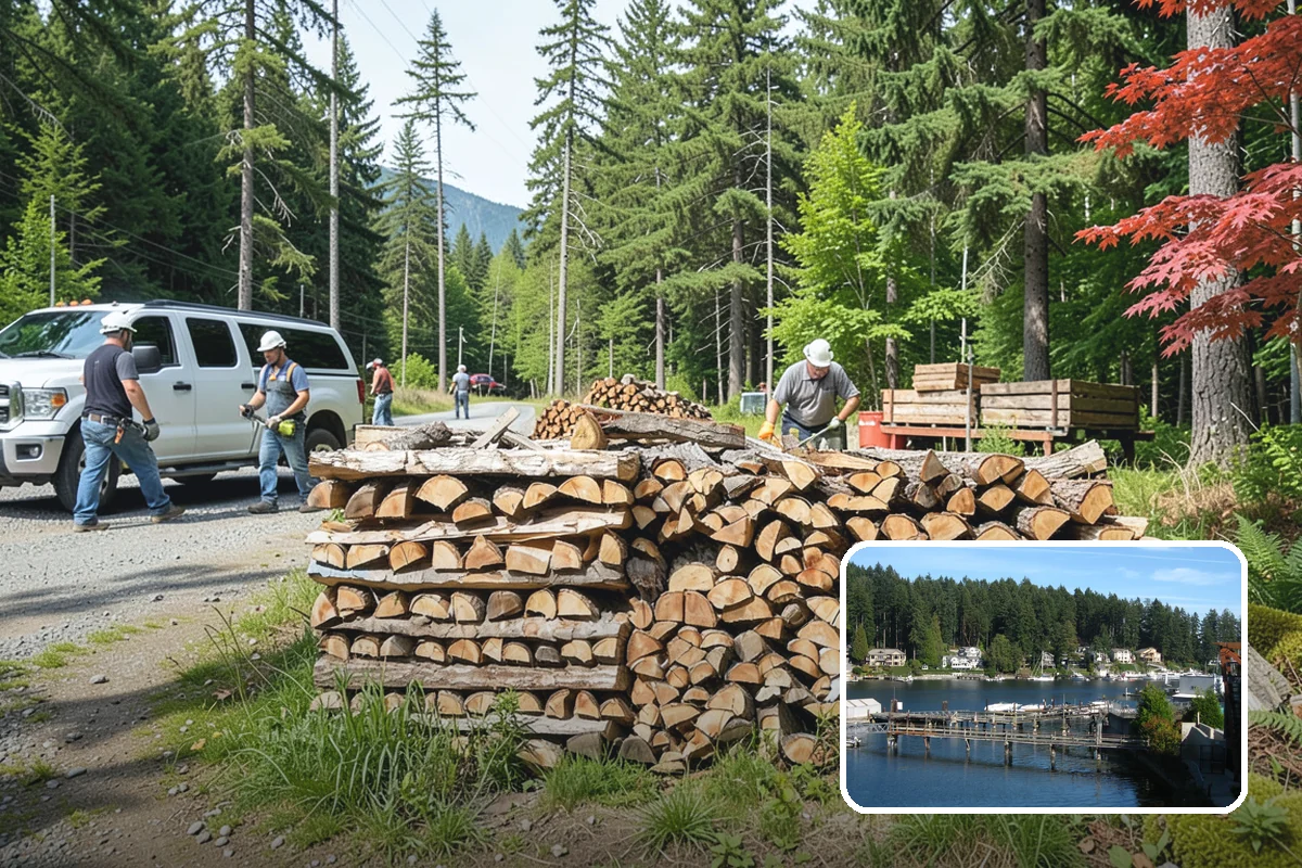 Outdoor Stacking in Gig Harbor, Pierce County, WA - Neat rows that dry far faster than a loose pile