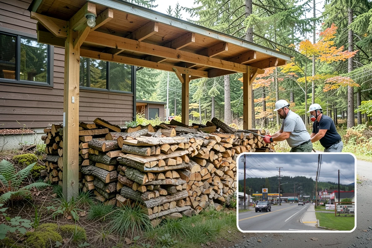 Outdoor Stacking in Granite Falls, Snohomish County, WA - Neat rows that dry far faster than a loose pile