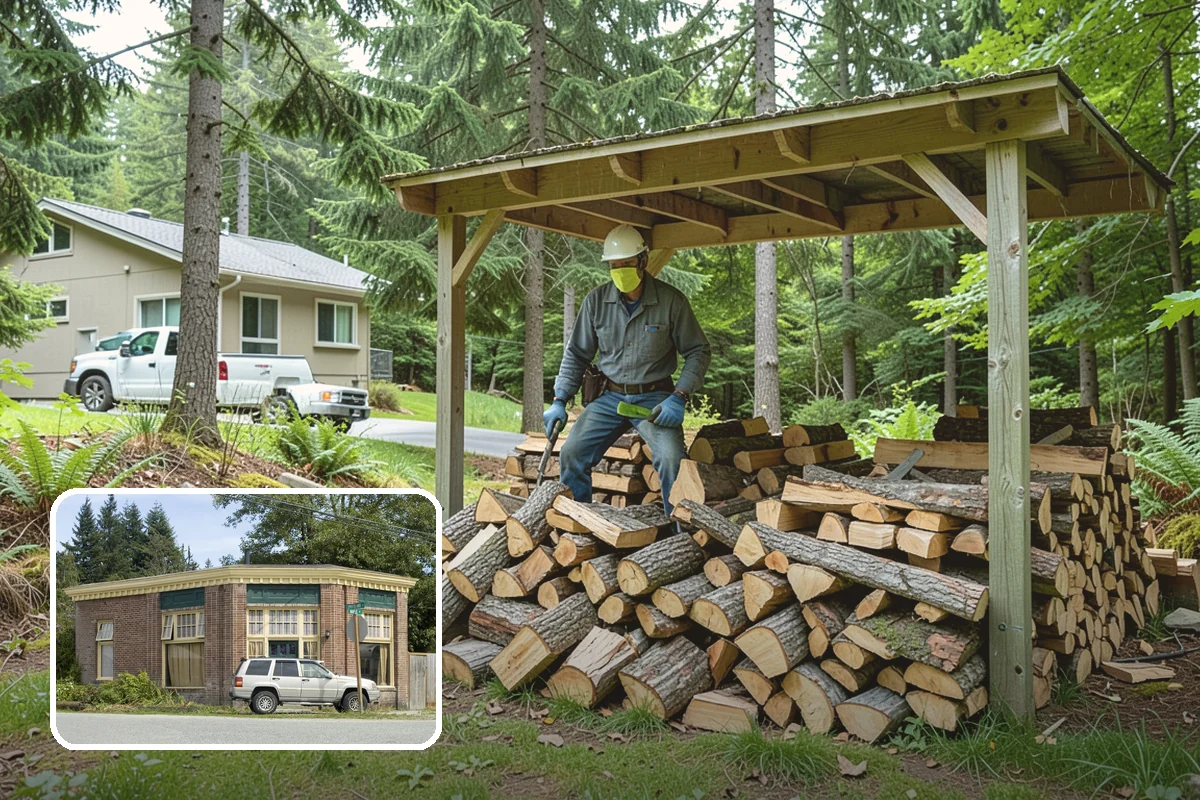 Outdoor Stacking in Hamilton, Skagit County, WA - Neat rows that dry far faster than a loose pile
