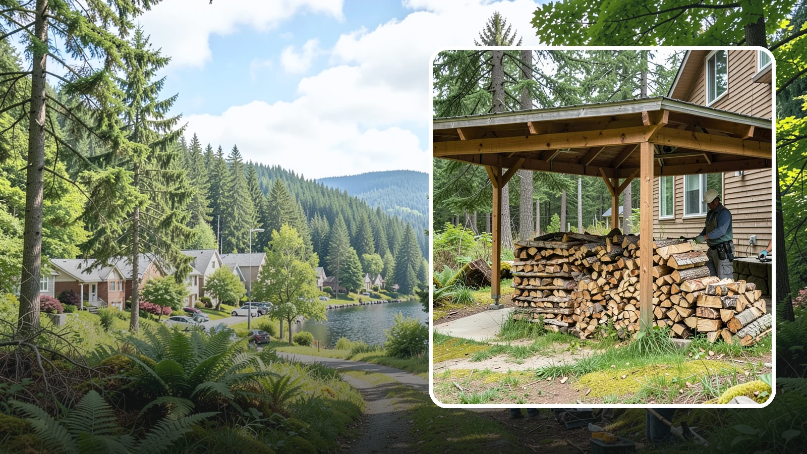 Outdoor Stacking in Lake Forest Park, King County, WA - We stack your delivered firewood outdoors in stable, well-ventilated rows built to season fast and stand up to PNW weather.