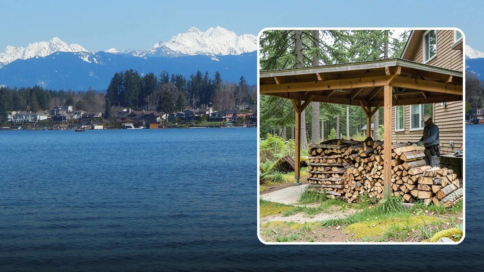 Outdoor Stacking in Lake Stevens, Snohomish County, WA - We stack your delivered firewood outdoors in stable, well-ventilated rows built to season fast and stand up to PNW weather.