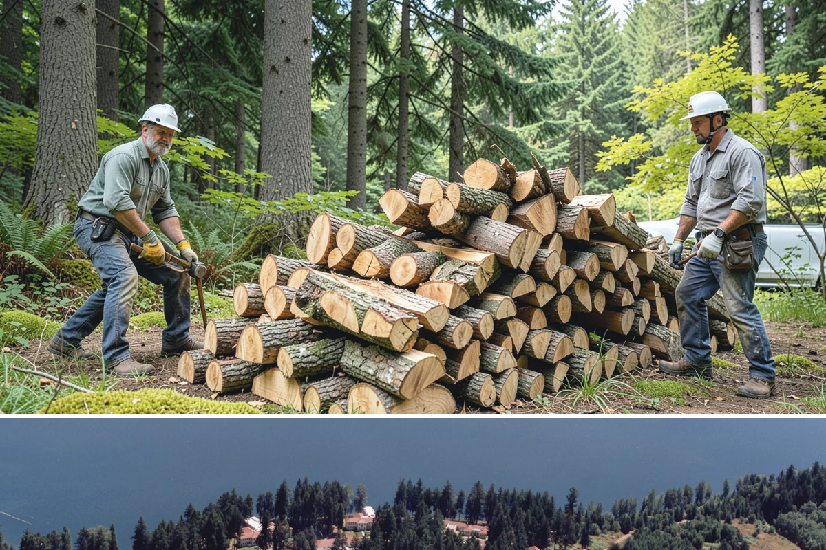 Outdoor Stacking in Lakewood, Pierce County, WA - Have wood stacked outdoors in late summer or early fall to season before the wet season.
