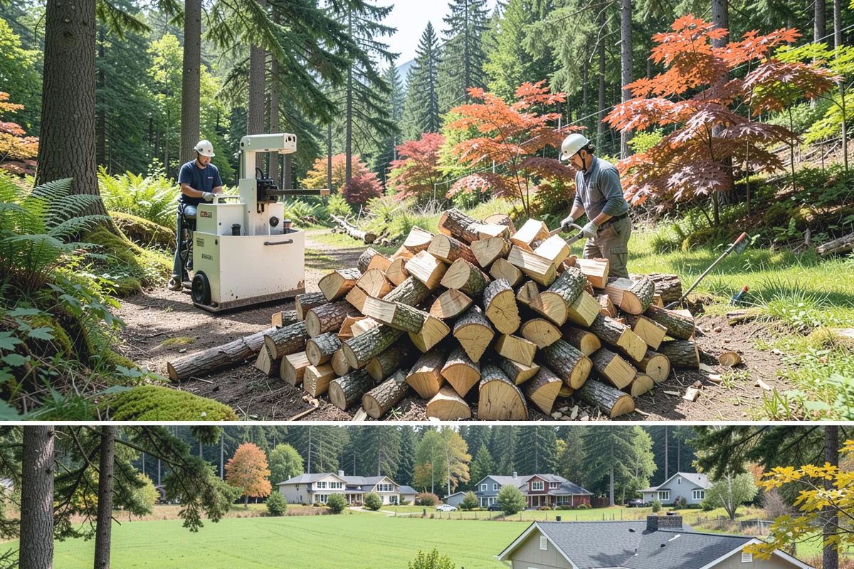 Outdoor Stacking in Lyman, WA - Have wood stacked outdoors in late summer or early fall to season before the wet season.