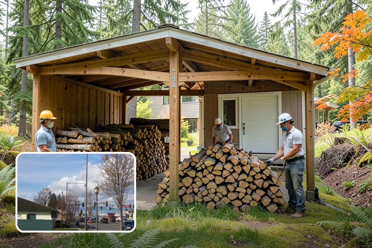 Outdoor Stacking in Marysville, Snohomish County, WA - Neat rows that dry far faster than a loose pile