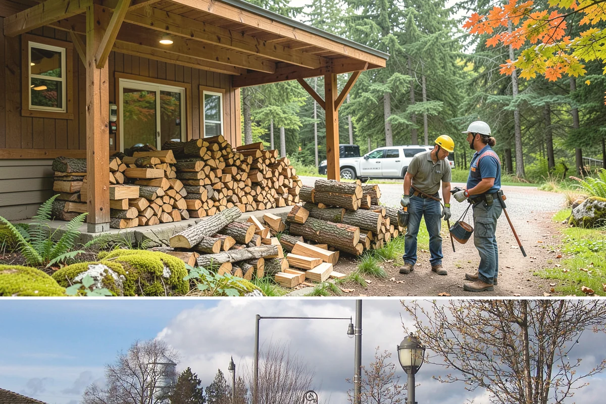 Outdoor Stacking in Marysville, Snohomish County, WA - Have wood stacked outdoors in late summer or early fall to season before the wet season.