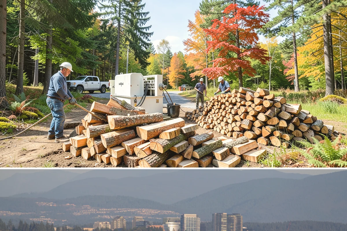 Outdoor Stacking in Medina, King County, WA - Have wood stacked outdoors in late summer or early fall to season before the wet season.