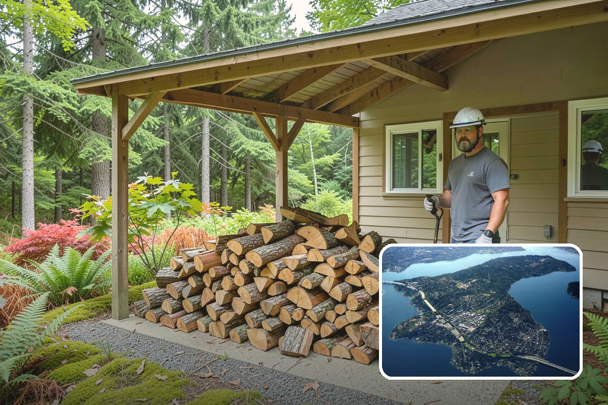 Outdoor Stacking in Mercer Island, King County, WA - Neat rows that dry far faster than a loose pile