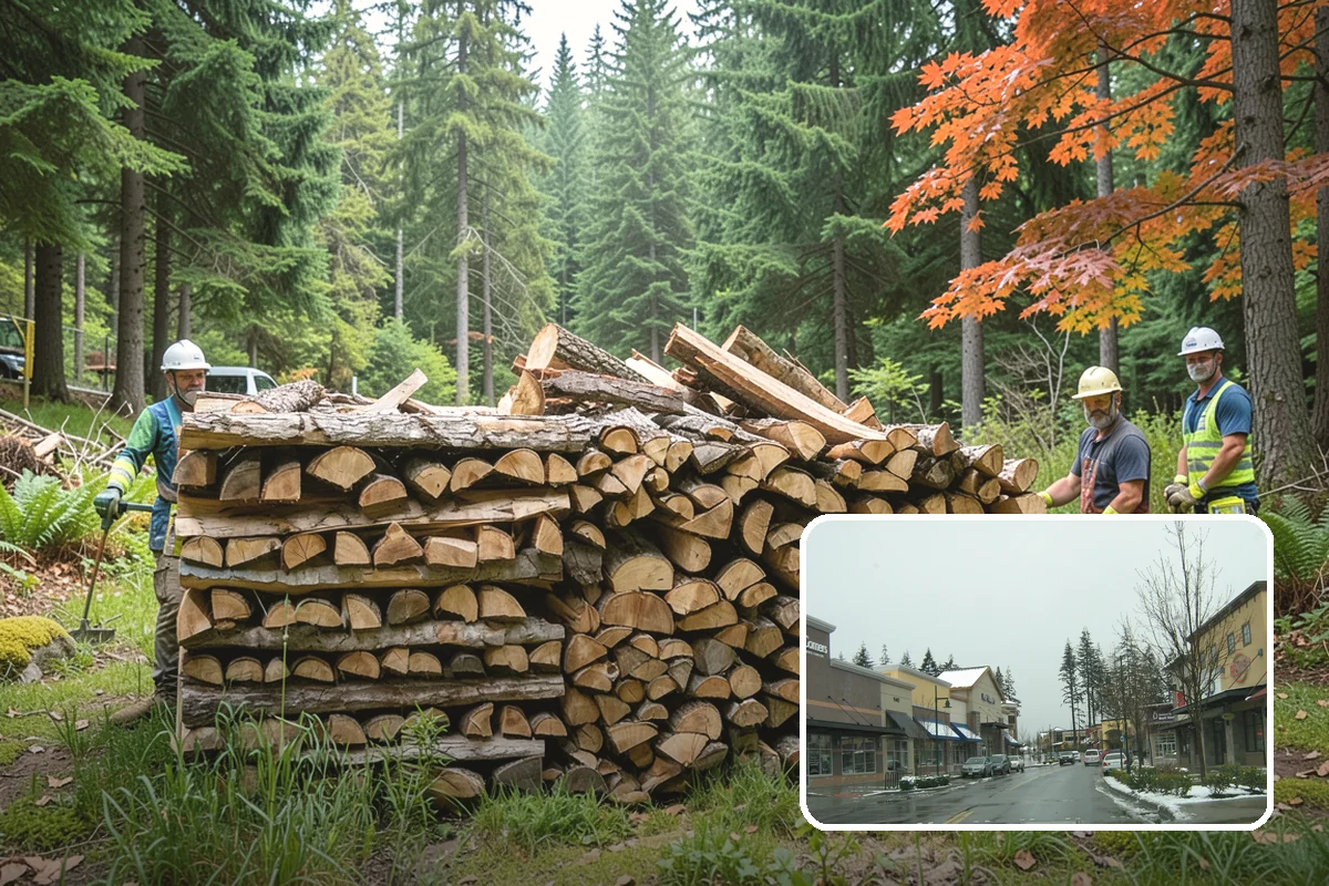 Outdoor Stacking in Mill Creek, Snohomish County, WA - Neat rows that dry far faster than a loose pile