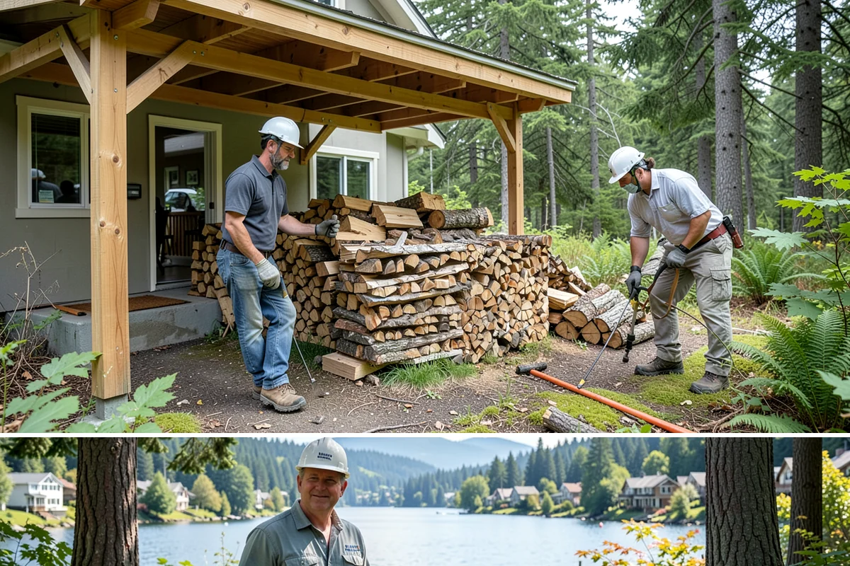Outdoor Stacking in Milton, King County, WA - Have wood stacked outdoors in late summer or early fall to season before the wet season.