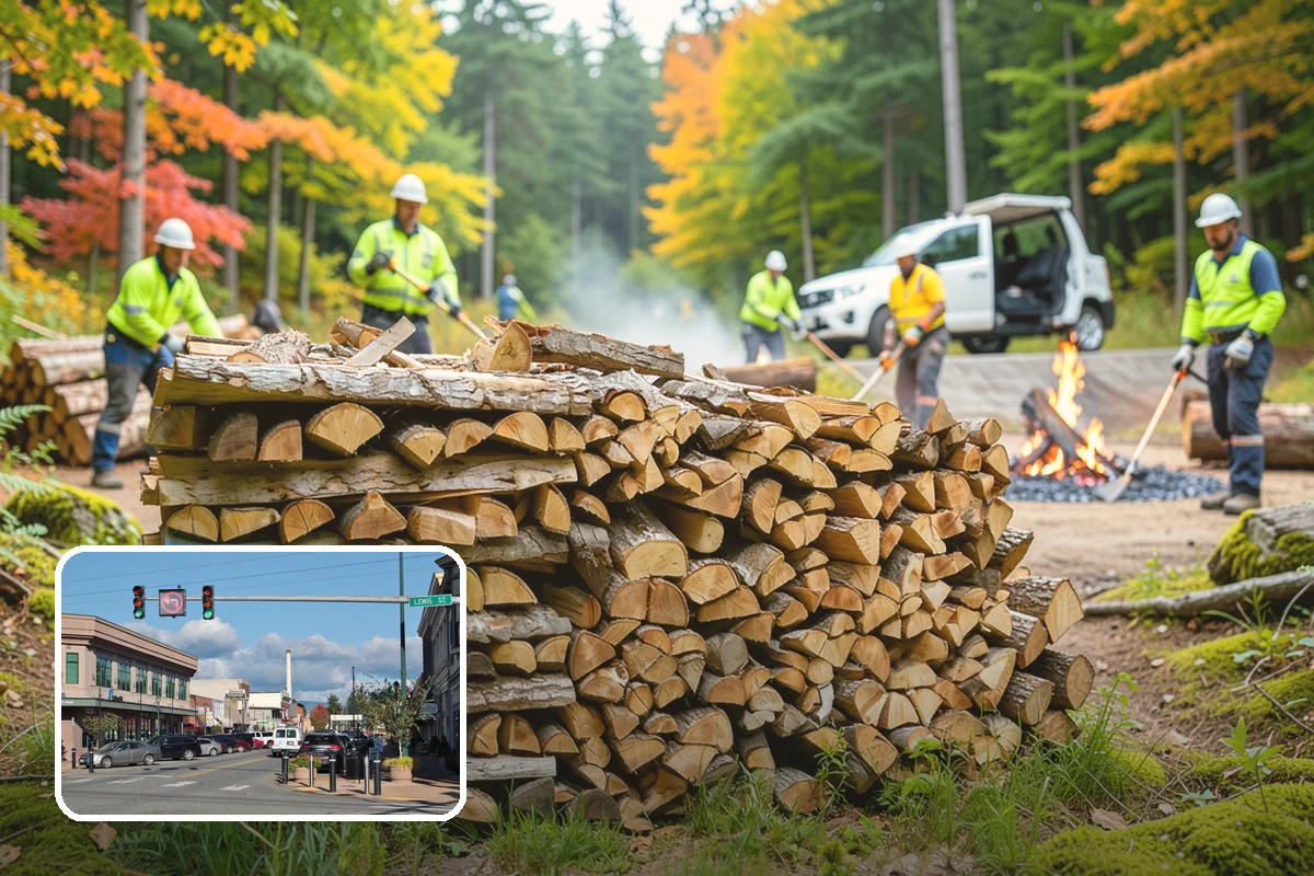 Outdoor Stacking in Monroe, Snohomish County, WA - Neat rows that dry far faster than a loose pile