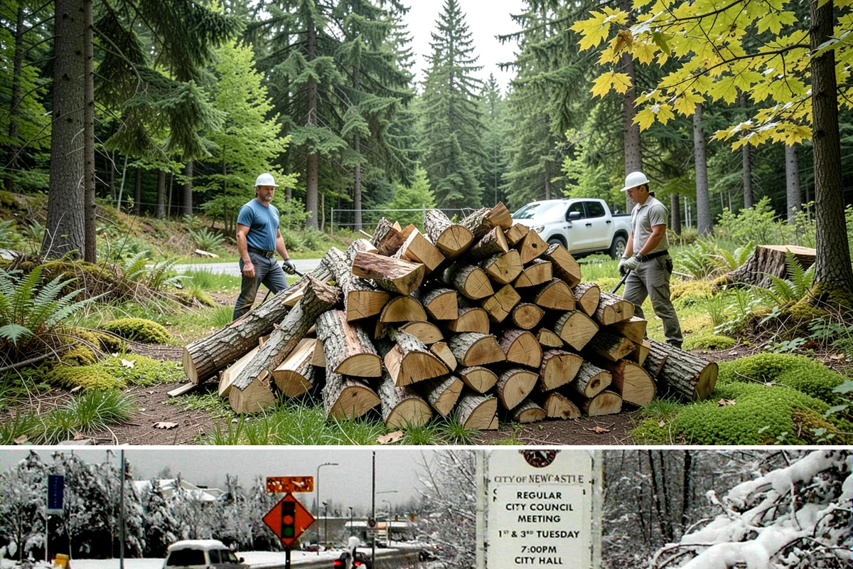 Outdoor Stacking in Newcastle, King County, WA - Have wood stacked outdoors in late summer or early fall to season before the wet season.
