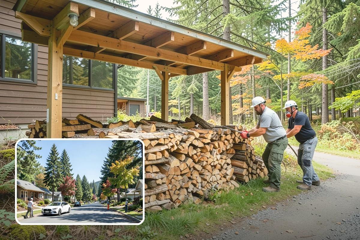Outdoor Stacking in Orting, Pierce County, WA - Neat rows that dry far faster than a loose pile