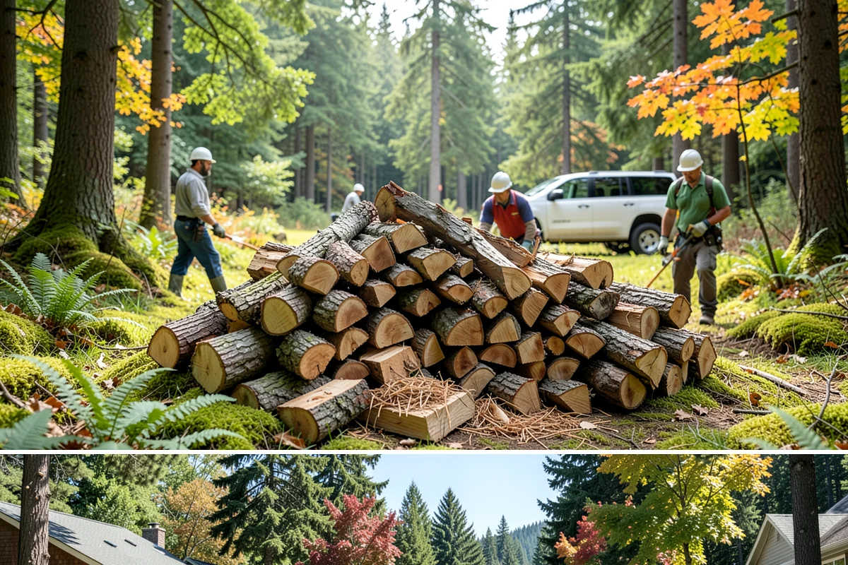 Outdoor Stacking in Orting, Pierce County, WA - Have wood stacked outdoors in late summer or early fall to season before the wet season.