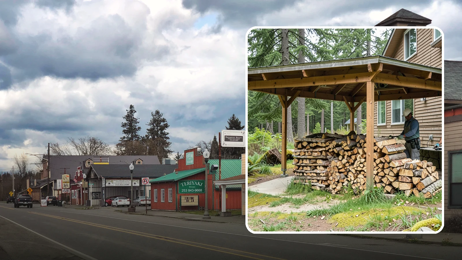 Outdoor Stacking in Roy, Pierce County, WA - We stack your delivered firewood outdoors in stable, well-ventilated rows built to season fast and stand up to PNW weather.