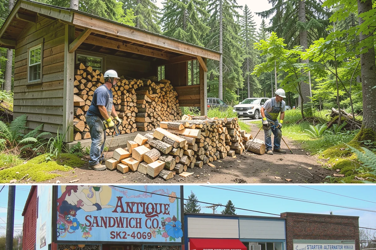 Outdoor Stacking in Ruston, Pierce County, WA - Have wood stacked outdoors in late summer or early fall to season before the wet season.