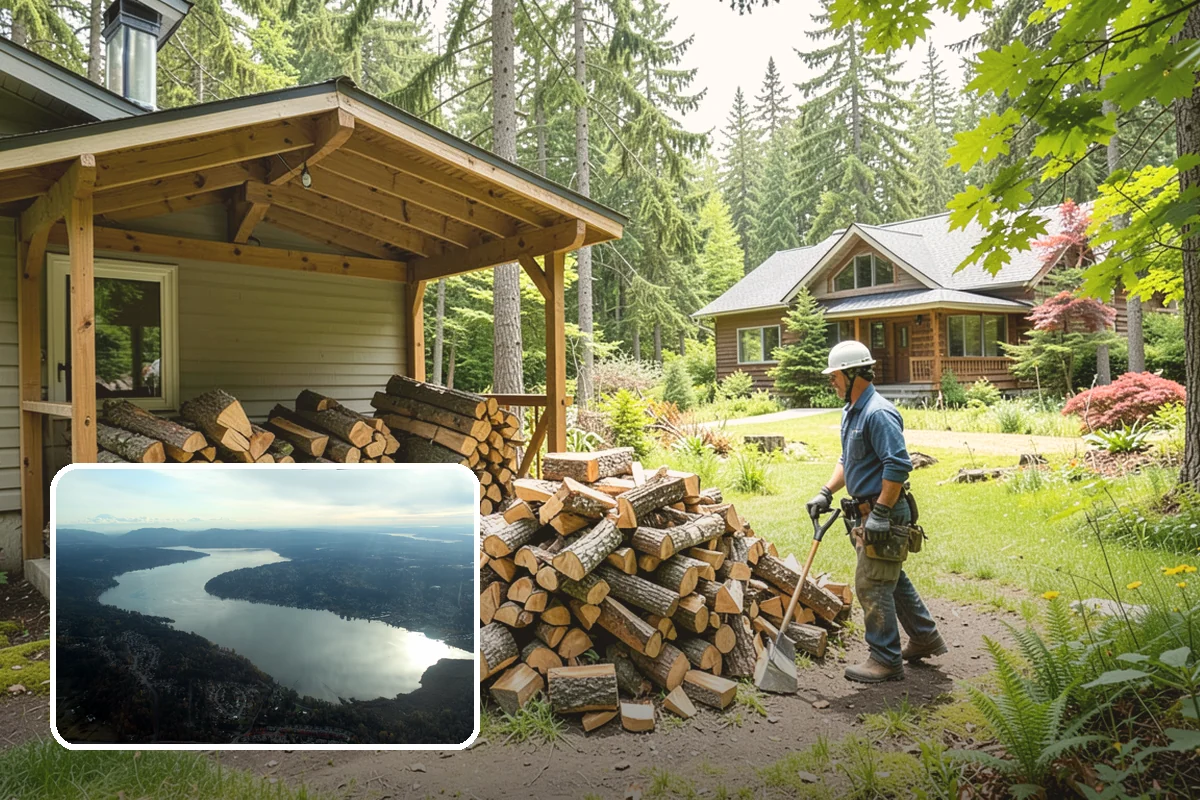 Outdoor Stacking in Sammamish, King County, WA - Neat rows that dry far faster than a loose pile