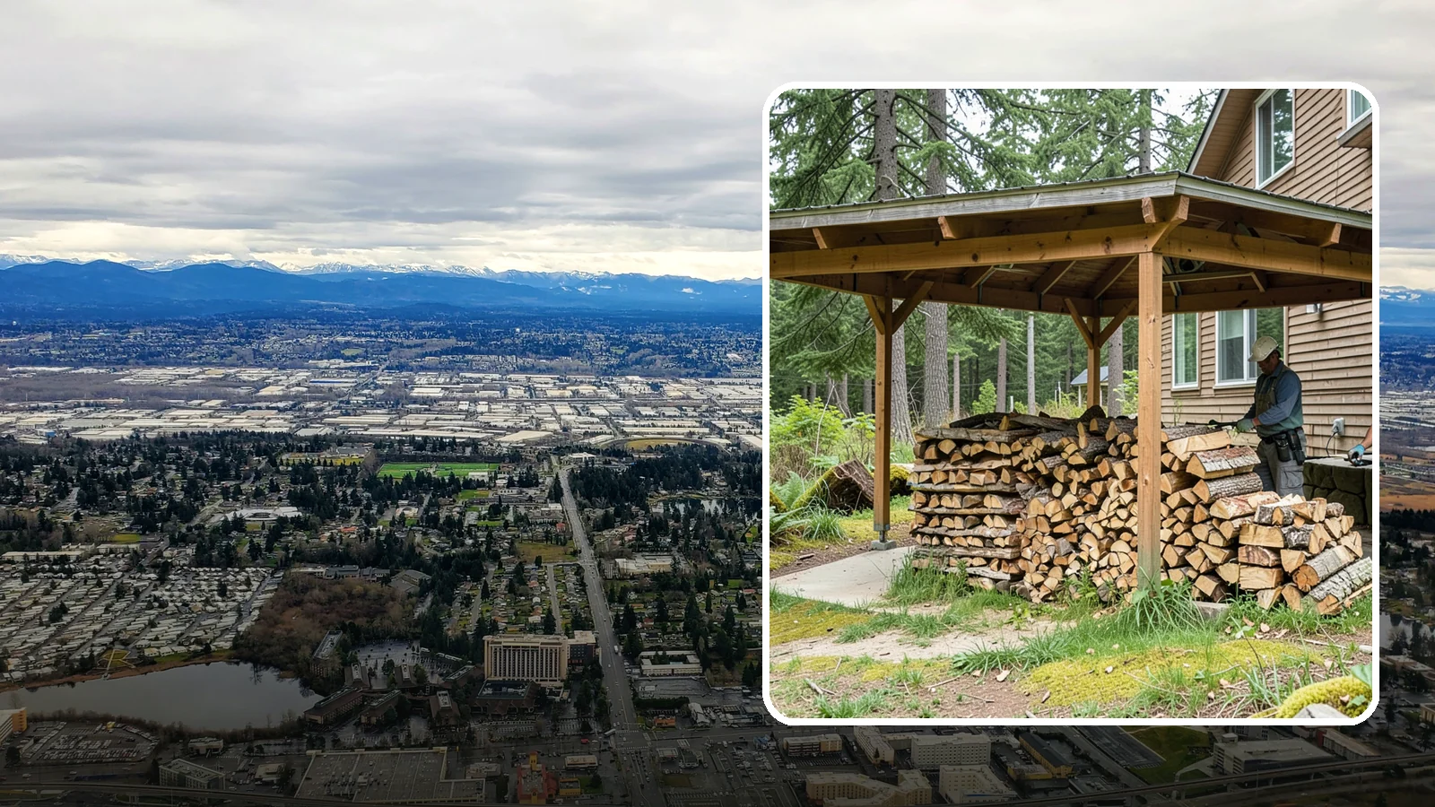 Outdoor Stacking in SeaTac, King County, WA - We stack your delivered firewood outdoors in stable, well-ventilated rows built to season fast and stand up to PNW weather.