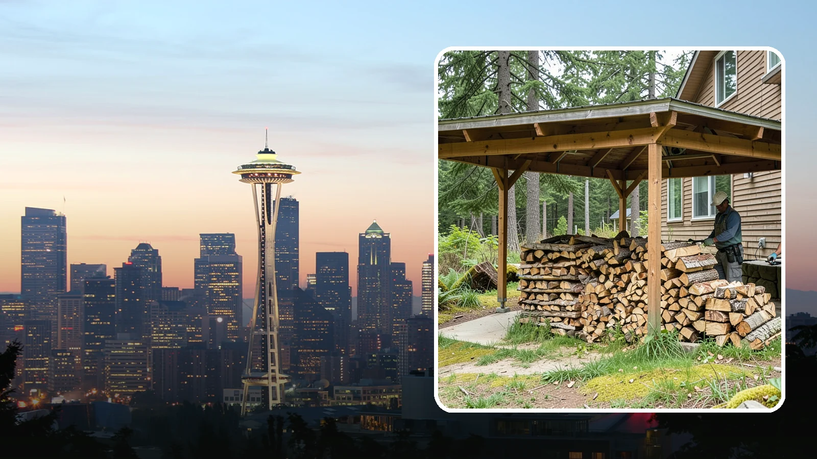 Outdoor Stacking in Seattle, King County, WA - We stack your delivered firewood outdoors in stable, well-ventilated rows built to season fast and stand up to PNW weather.