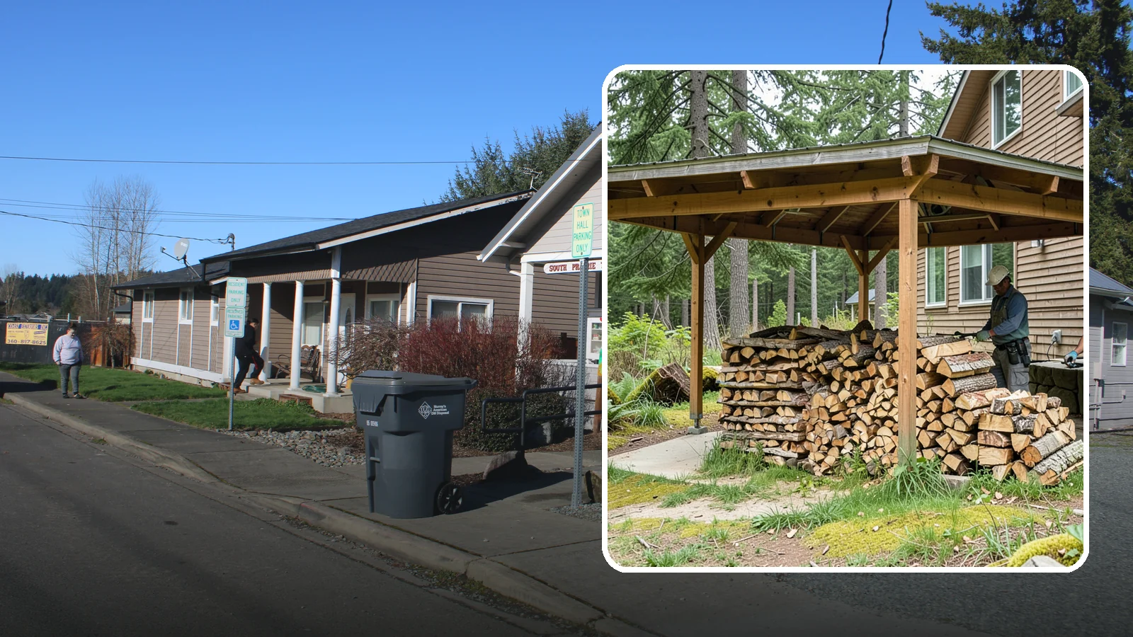 Outdoor Stacking in South Prairie, Pierce County, WA - We stack your delivered firewood outdoors in stable, well-ventilated rows built to season fast and stand up to PNW weather.