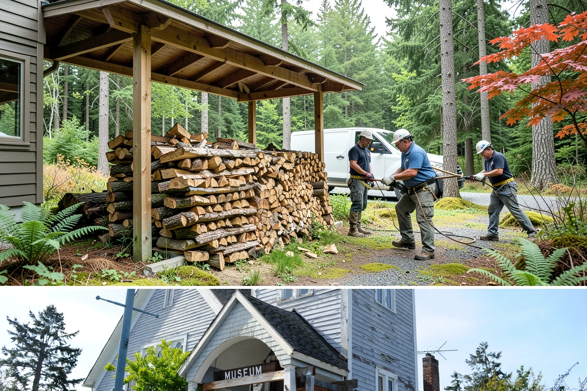 Outdoor Stacking in Steilacoom, Pierce County, WA - Have wood stacked outdoors in late summer or early fall to season before the wet season.