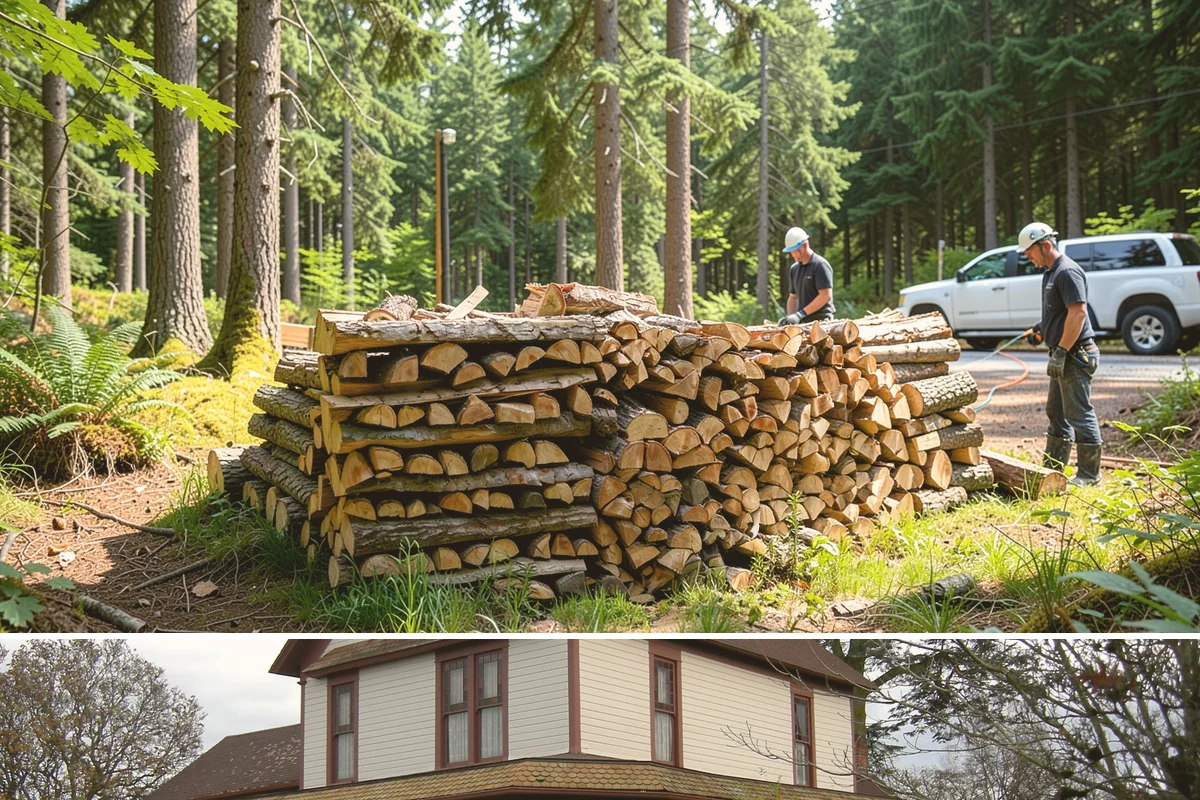 Outdoor Stacking in Sumner, Pierce County, WA - Have wood stacked outdoors in late summer or early fall to season before the wet season.